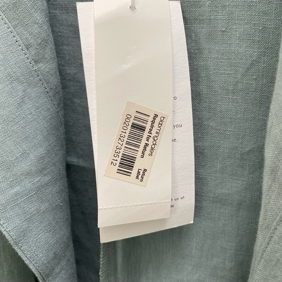 Eileen Fisher Funnel Neck Jacket Spring Linen Petite Small Tarragon Blue Green - Picture 14 of 15